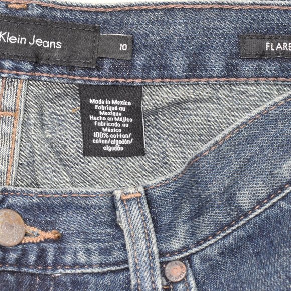 Calvin Klein Jeans Women's Size 10 Distressed Denim Flare Mid Rise Inseam 32 NWT - Picture 7 of 12